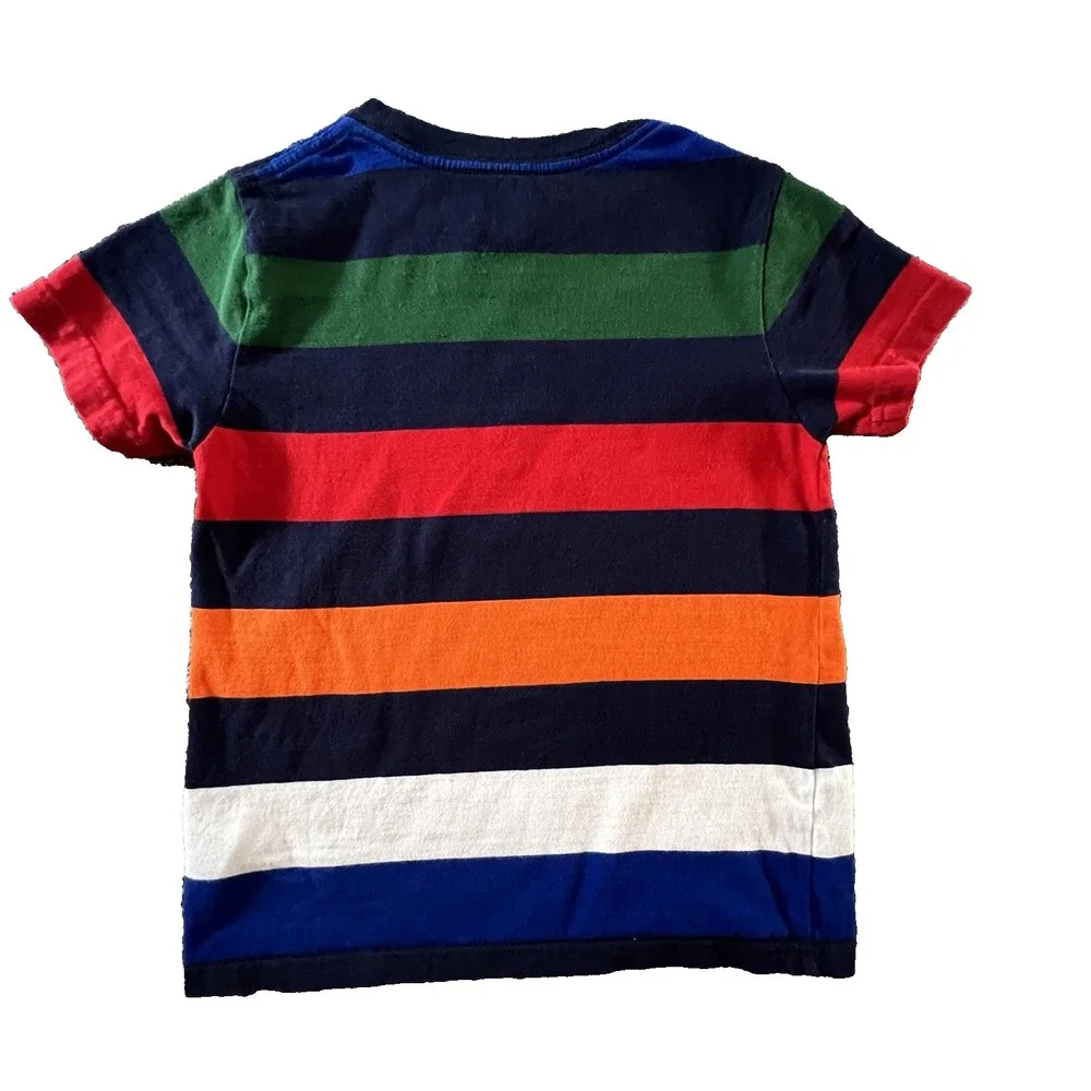 Polo Ralph Lauren Boys Size 5 Primary Colors Multicolor Stripe Cotton Tee Shirt‎ - Picture 2 of 8